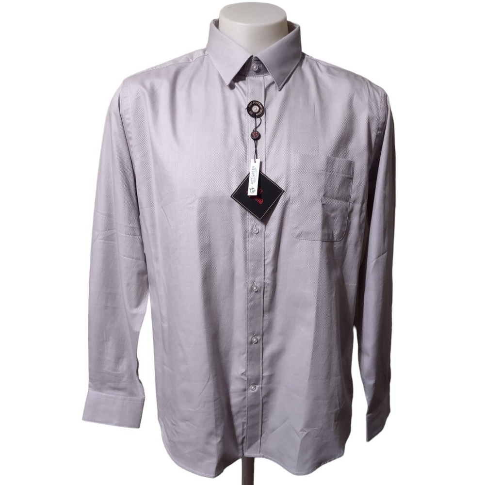 RR Raymond Dress Shirt Men's Size 44 Slim Fit Egyptian Cotton Pocket Collar Gray